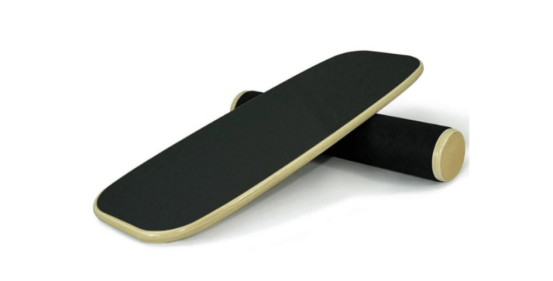 Improving leg strength and coordination with balance board exercises.
