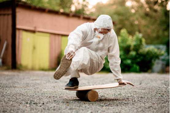 Side view of balance board with ankle and knee engagement for training