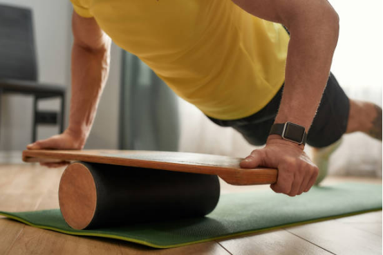 Plastic balance board demonstrating flexibility for agility training