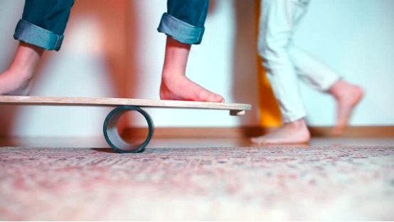 Core muscle activation using a balance board for injury recovery.
